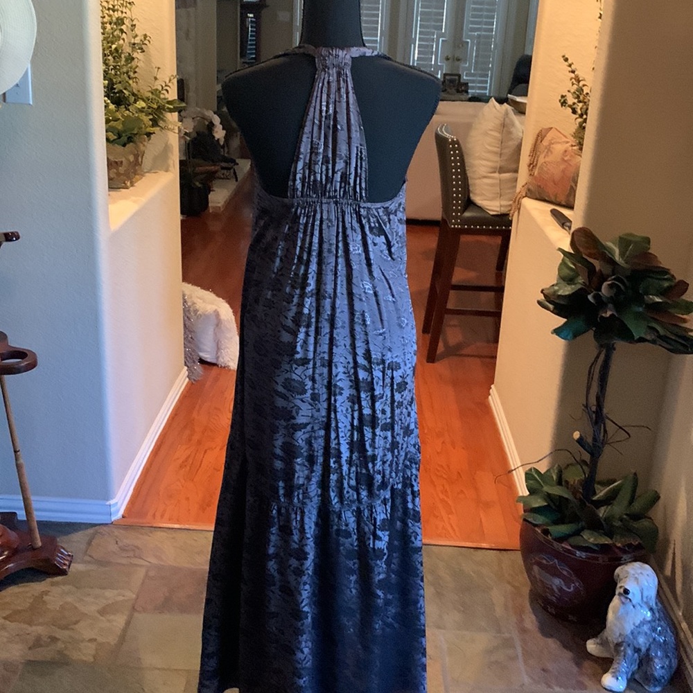 Beautiful Anthropologie Halter Dress in a gorgeous dark grey embossed fabric. - Picture 3 of 3